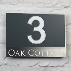 Contemporary House Sign | door Number or Address Plaque | Solid Aluminium