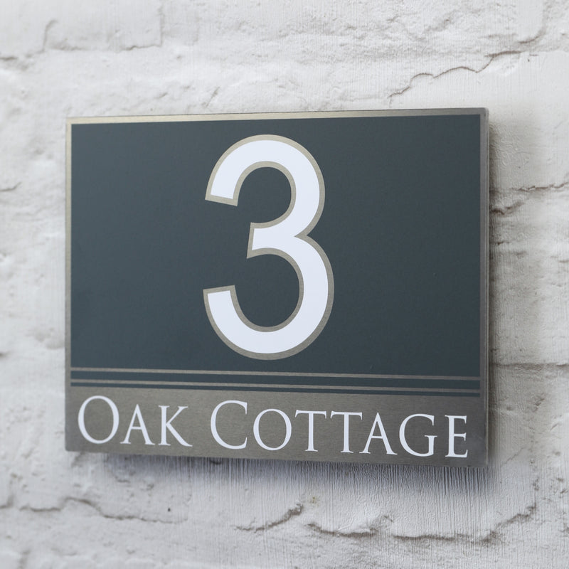 Contemporary House Sign | door Number or Address Plaque | Solid Aluminium