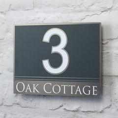 Contemporary House Sign | door Number or Address Plaque | Solid Aluminium