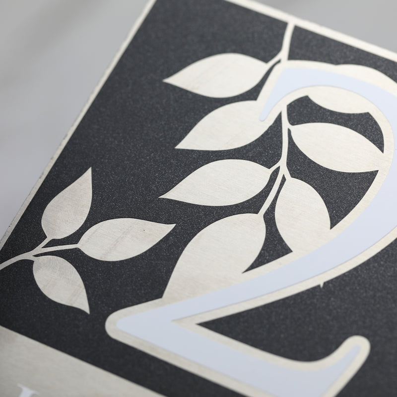 Floral House Number Sign or Address Plaques in Solid Aluminium