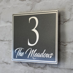 Boarded Aluminium House Sign with Elegant script style font