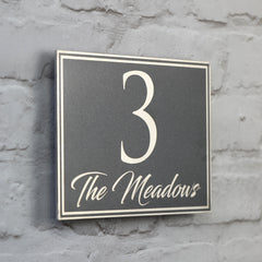 Boarded Aluminium House Sign with Elegant script style font