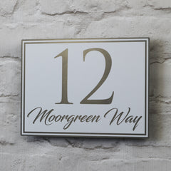 Boarded Aluminium House Sign with Elegant script style font