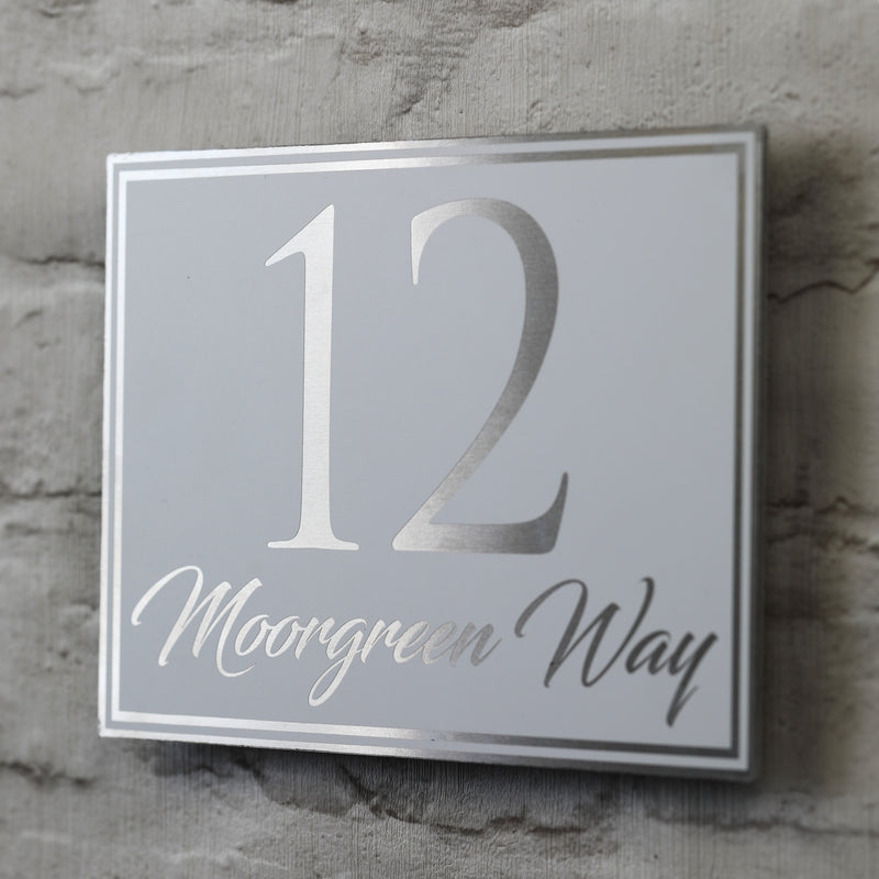 Boarded Aluminium House Sign with Elegant script style font