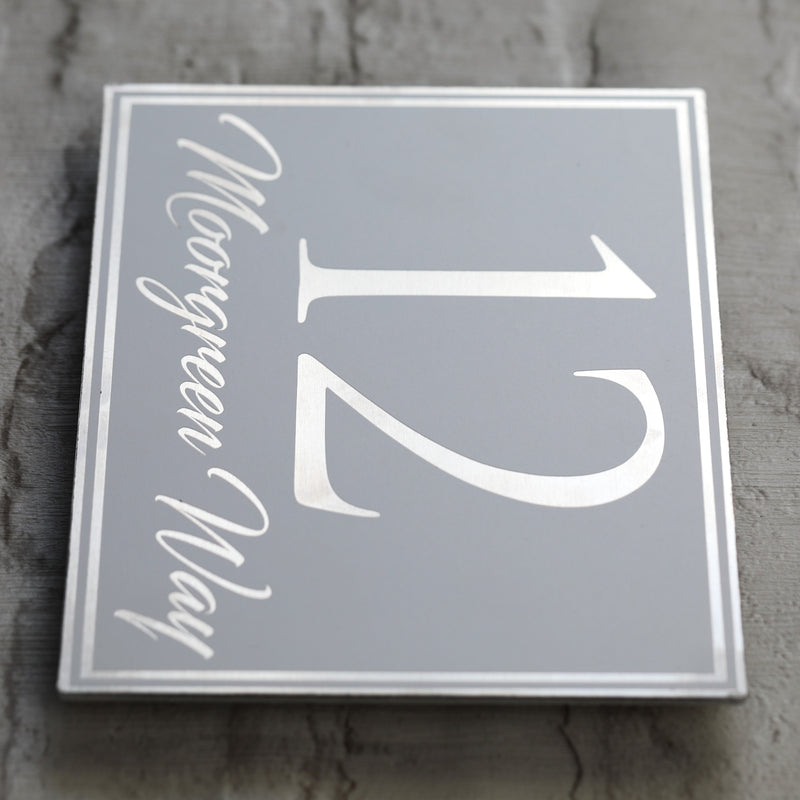 Boarded Aluminium House Sign with Elegant script style font
