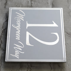 Boarded Aluminium House Sign with Elegant script style font