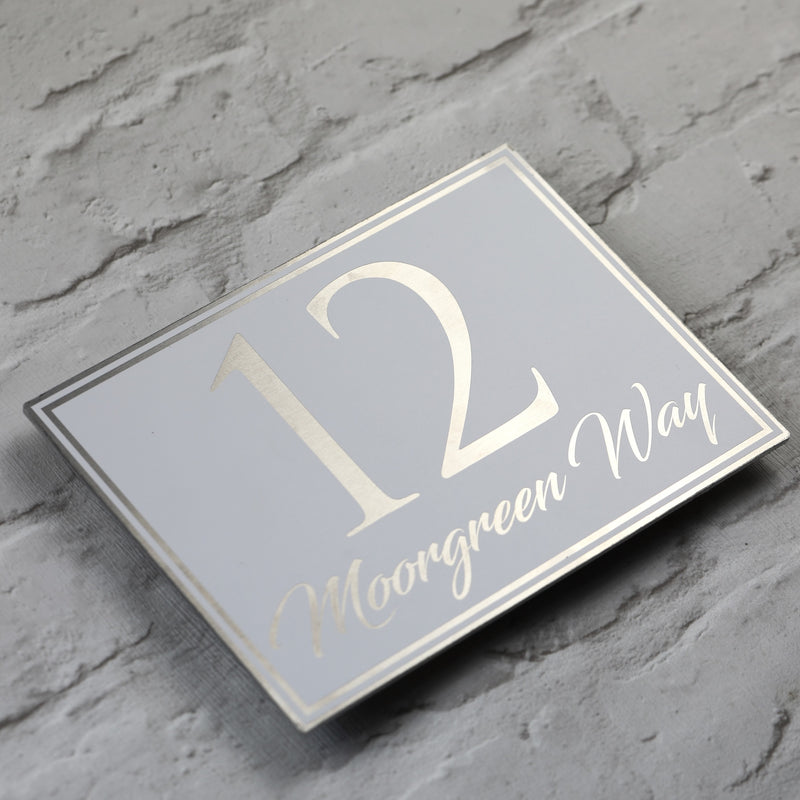 Boarded Aluminium House Sign with Elegant script style font
