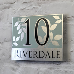 Floral House Number Sign or Address Plaques in Solid Aluminium