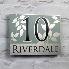 Floral House Number Sign or Address Plaques in Solid Aluminium
