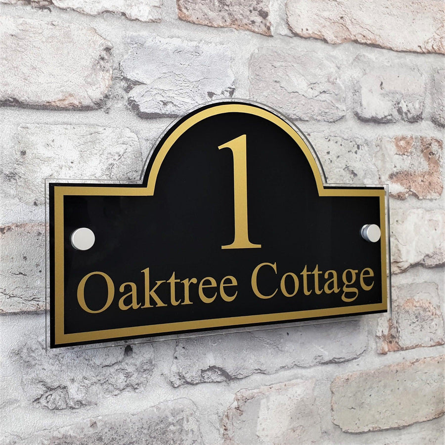 Address Border Sign Elegant Bridge Style Acrylic House Sign & Address Plaque with Border ...