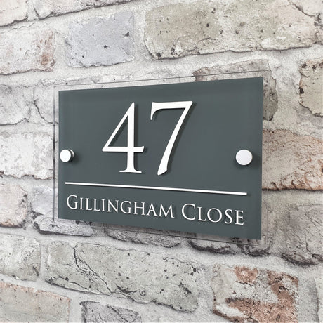 Contemporary House Address Plaque or Number Sign (Rectangle) - House Sign Solutions