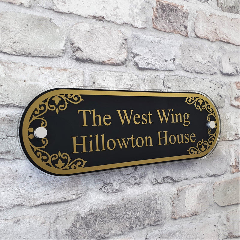 Personalised House Name Plaque with Floral detailing - House Sign Solutions