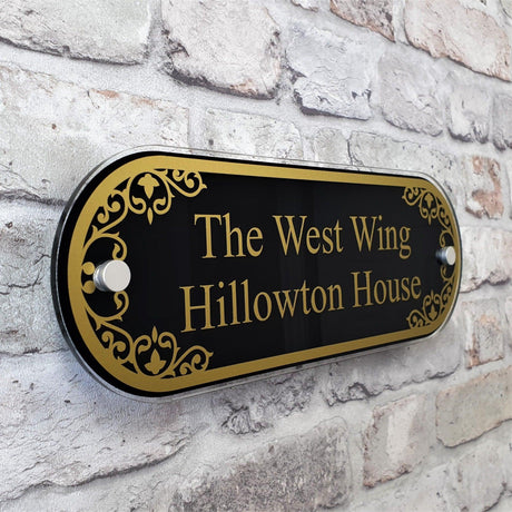 Personalised House Name Plaque with Floral detailing - House Sign Solutions