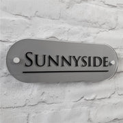 Silver House Name Plaque saying 'Sunnyside'