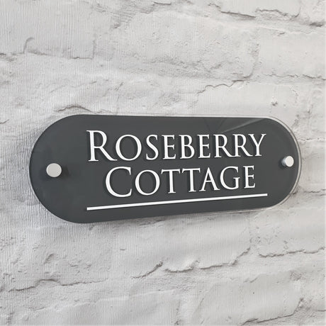 Address Plaque with Line Detailing in Slate Grey