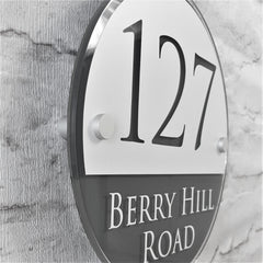 Ultra Modern Large Round House Number Sign or Address Plaque