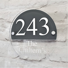 Modern Round Floating Text House Number Signs