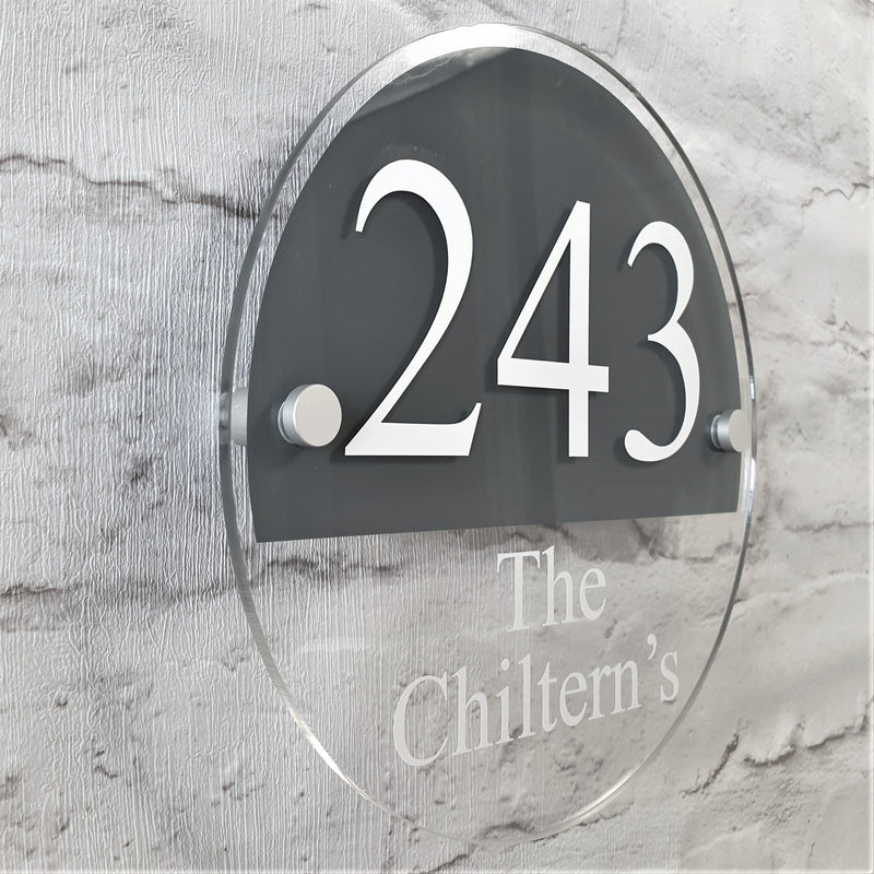 Modern Round Floating Text House Number Signs