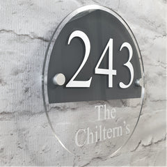 Modern Round Floating Text House Number Signs