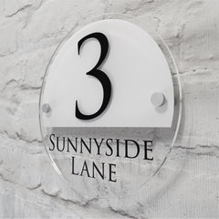 Modern White Floating Text House Sign in White