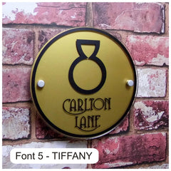 Personalised House Number Sign or Street Address Plaque (Large Round) - House Sign Solutions