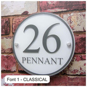 Large Round House Number Sign or Address Plaque with Border Detail - House Sign Solutions