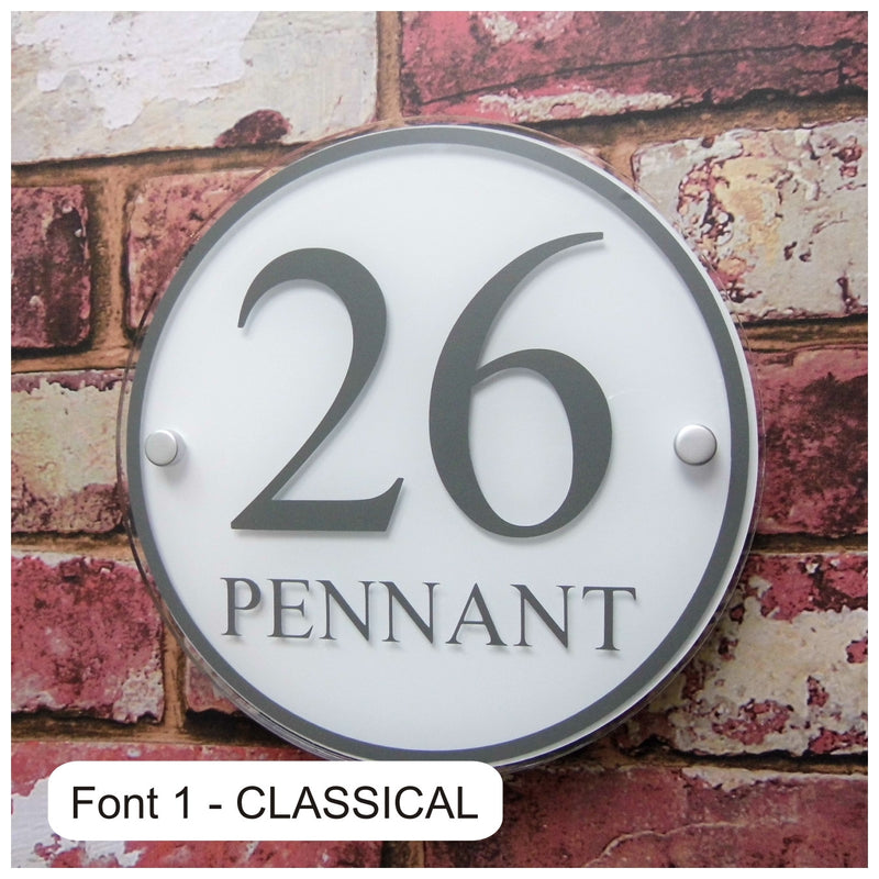 Personalised House Number Sign or Street Address Plaque (Large Round) - House Sign Solutions