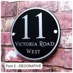 Personalised House Number Sign or Street Address Plaque (Large Round) - House Sign Solutions