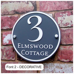 Personalised House Number Sign or Street Address Plaque (Large Round) - House Sign Solutions