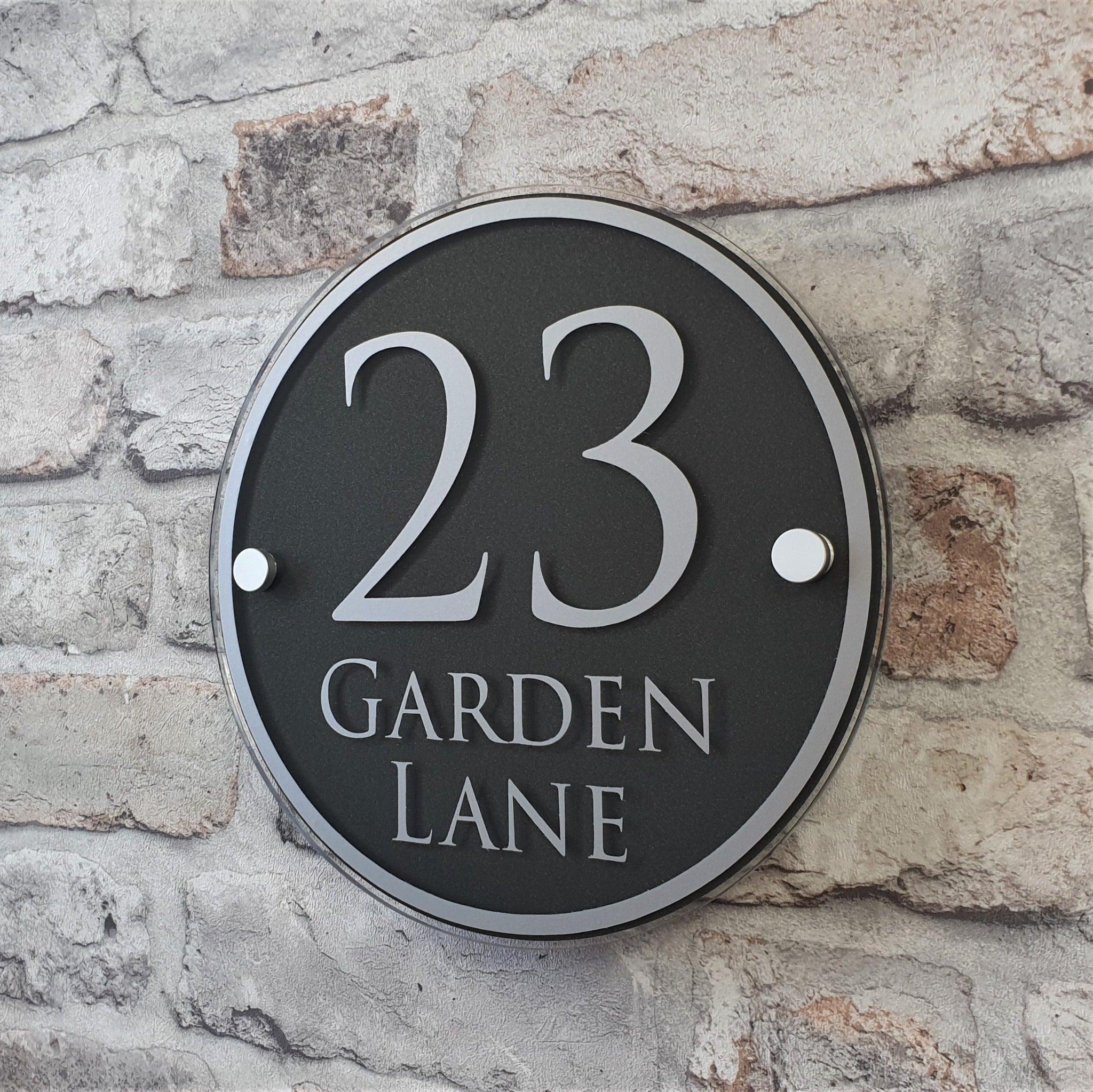 Round Address Signs Large Round House Number Sign or Address Plaque with Border Detail ...