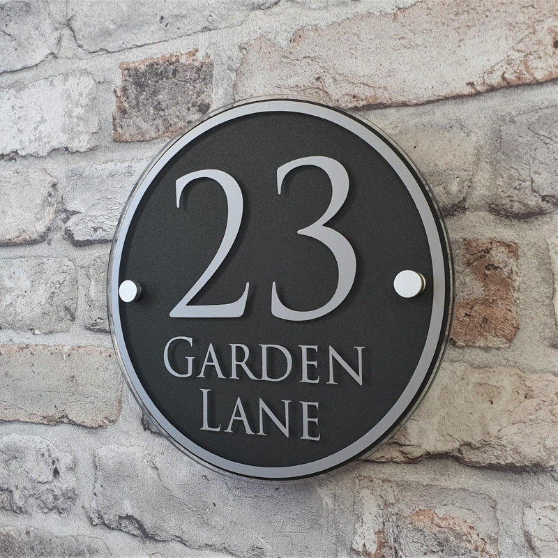 Large Round House Number Sign or Address Plaque with Border Detail ...