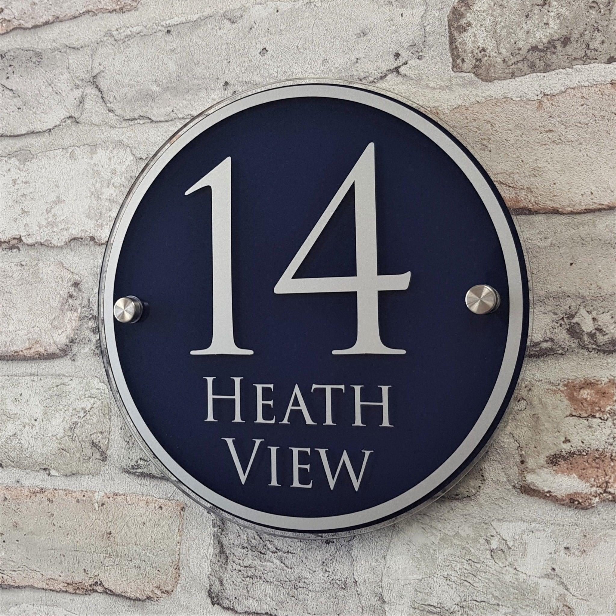 Large Round House Number Sign or Address Plaque with Border Detail ...