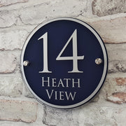 Navy Blue Round Number Sign from 'House Sign Solutions'
