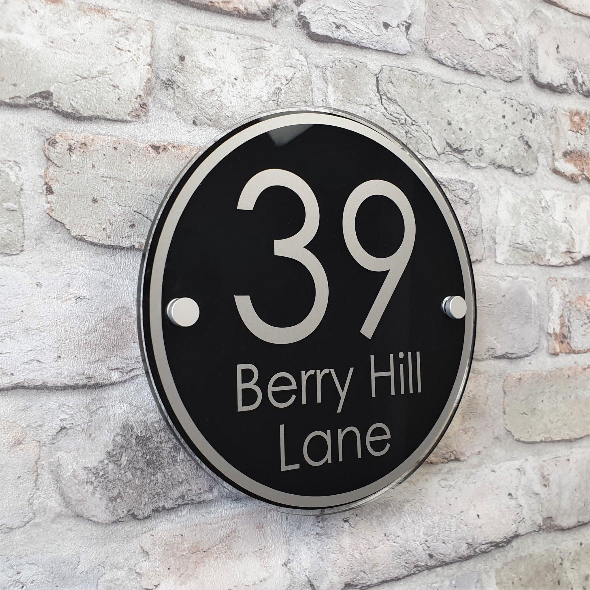 Round Address Signs Large Round House Number Sign or Address Plaque with Border Detail ...