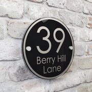 Large Round House Number Sign or Address Plaque with Border Detail - House Sign Solutions