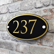 Black and Gold house number sign Oval