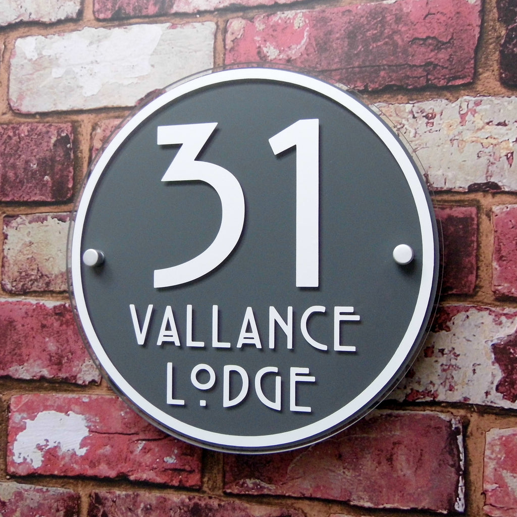 Personalised House Number Sign or Street Address Plaque (Large Round