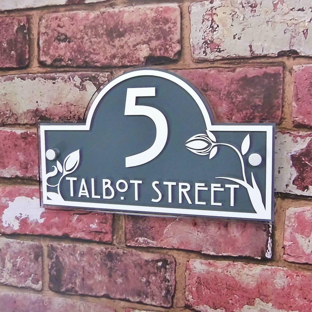 Personalised Decorative Acrylic House Sign/Name Plaque including Flora