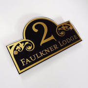 Decorative 'Bridge' Style Acrylic House Sign Address Number Plaque including Floral Detailing - House Sign Solutions