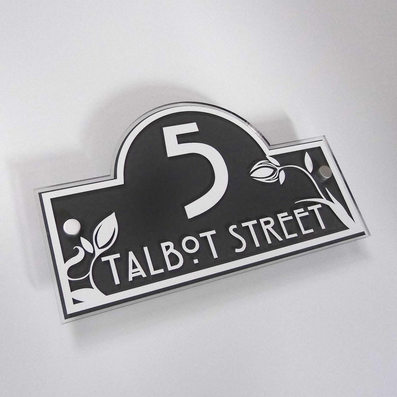 Personalised Decorative Acrylic House Sign/Name Plaque including Floral Design - House Sign Solutions