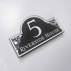 Personalised Decorative House Sign/Door Number Address Plaque including Floral Detailing - House Sign Solutions