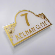 Personalised Decorative House Sign/Door Number Address Plaque including Floral Detailing - House Sign Solutions