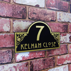 Personalised Decorative House Sign/Door Number Address Plaque including Floral Detailing - House Sign Solutions