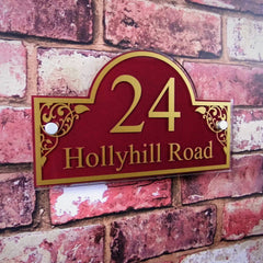 Personalised Decorative House Sign/Door Number Address Plaque including Floral Detailing - House Sign Solutions