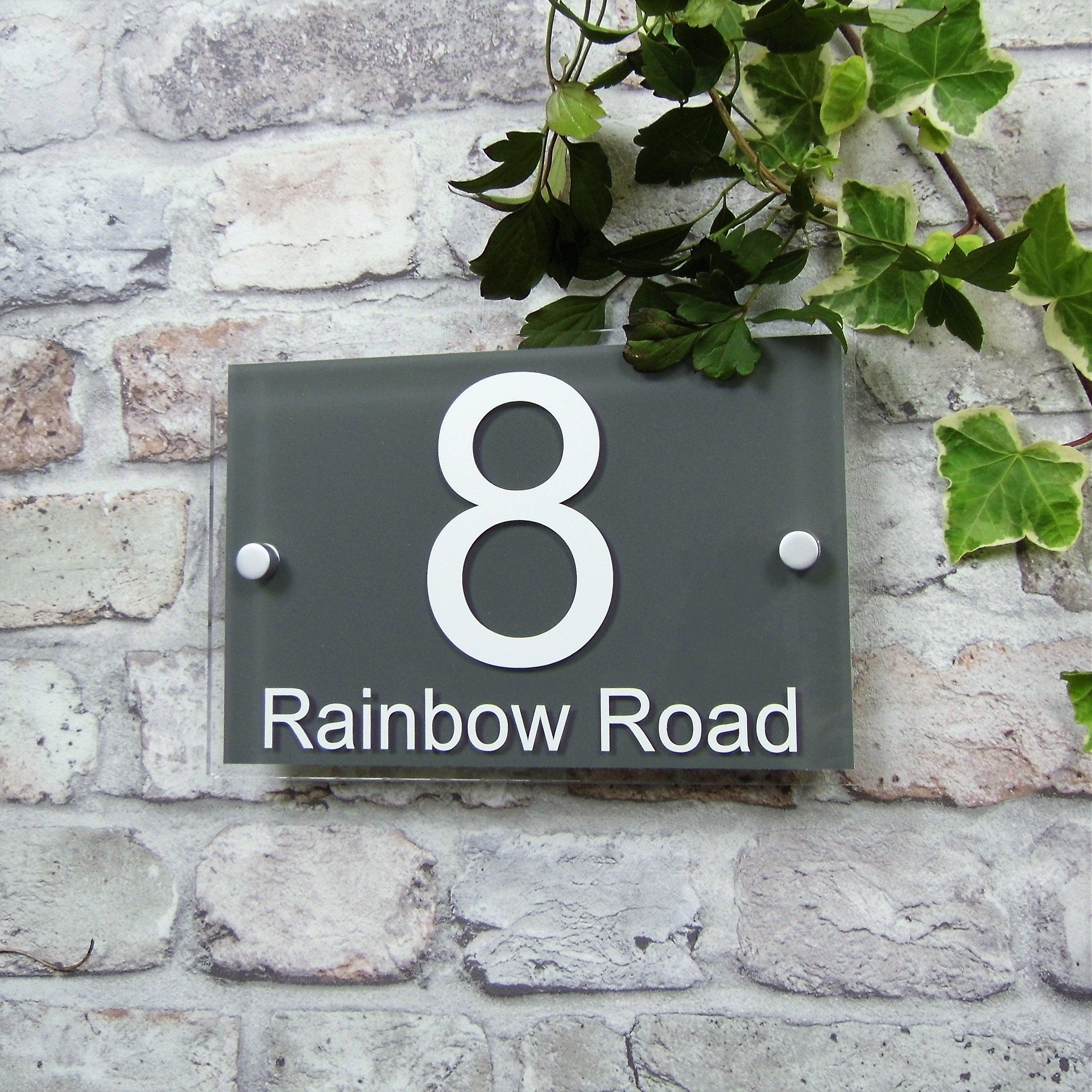 K Smart Sign Custom Glass Effect Acrylic House Number Sign / Wall Plaque - Modern, Engraved