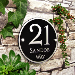 Personalised House Number Sign or Street Address Plaque (Large Round) - House Sign Solutions